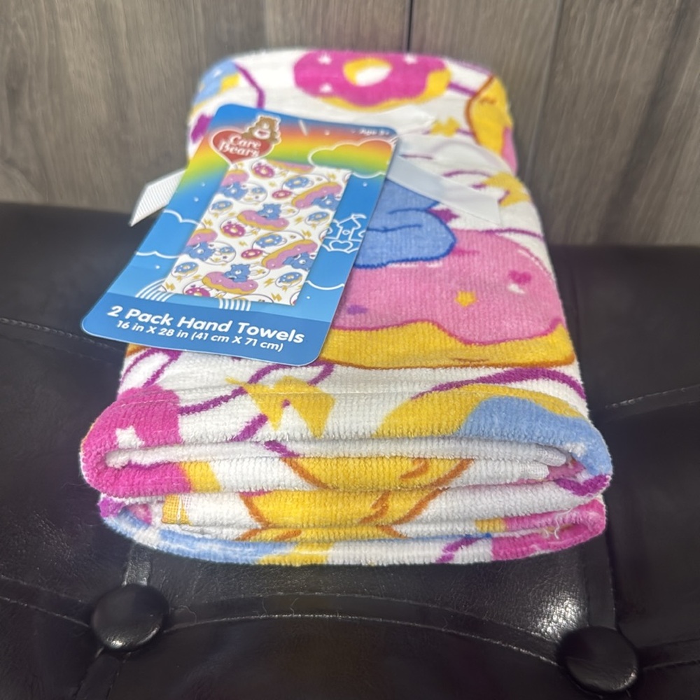 New Care Bears & Donuts White Grumpy Bear Cotton Hand Towels Pack Of 2 - Picture 8 of 9